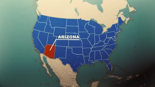 3D Earth Globe Zooms to US State Name Reveal