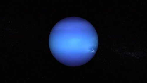 Realistic Neptune planet Rotates on space or galaxy and stars milky way, Animation of Neptune. 1167