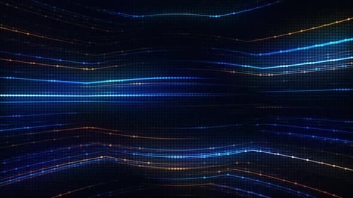 Abstract Flowing Digital Lines and Dots Background Loop