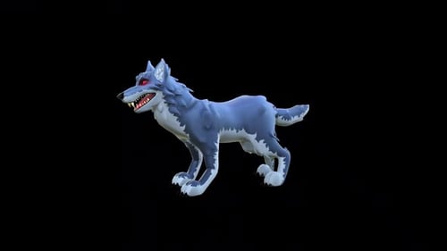 Animated Stylized Wolf Character Walking Loop