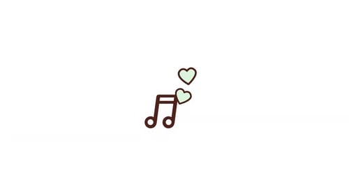 Modern Animated Music Note with Floating Hearts