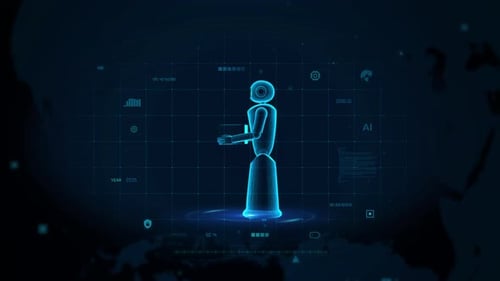 Ai Robot Analyzing Data In A Virtual World