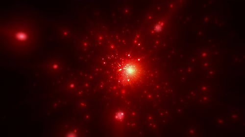 Abstract Red Glowing Particles Motion Background