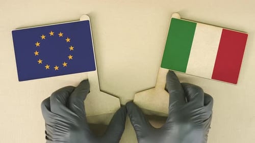 Flags of Italy and the European Union