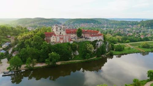 Aerial View of Benedictine Abbey in Tyniec Poland at Dawn