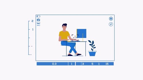 Flat Design Animation of a Person Working and Podcasting