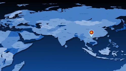 Vietnam Flag Icon Gps Location Tracking Animation On Earth Map