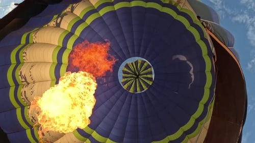 Colorful Hot Air Balloon Inflation with Flames