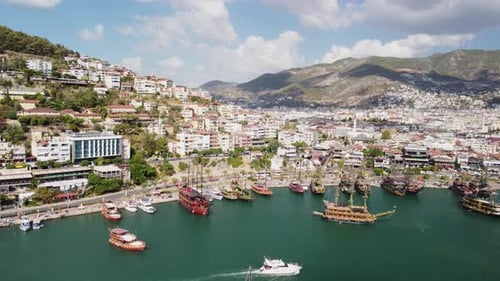 Awesome aerial view of Alanya Marina in Turkey