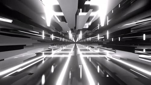 Weiße Lasershow im unendlichen abstrakten Raumhintergrund Vj Loop In 4K