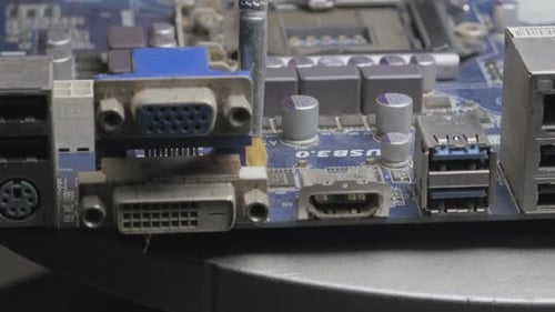 Computer Motherboard Cleaning closeup view