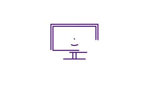 Animated Line Art Technology Icons with Monitor and Remote