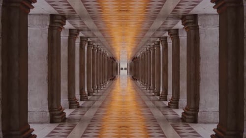 Tunnel en marbre avec colonnes symétriques