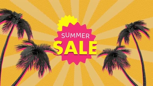 Retro Summer Sale Promo Animation with Palm Trees