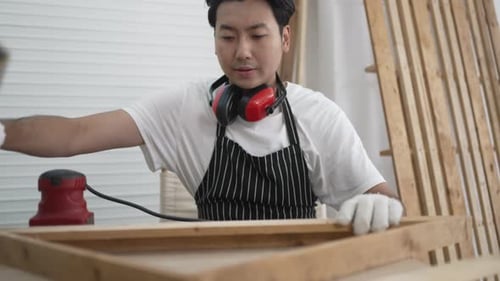 Carpenter work at workshop.