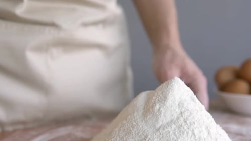 Flour Falling on Pile for Baking