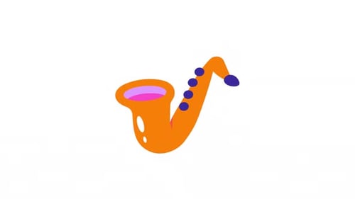 Animated Orange Saxophone Music Instrument Flat Design