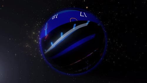 Abstract Rotating Digital Globe with Animated Glowing Tech Interface