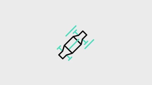 Minimalist Animated Skateboard Line Art Icon