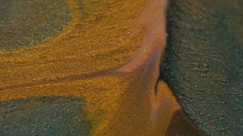 Abstract Gold and Grey Glitter Liquid Texture
