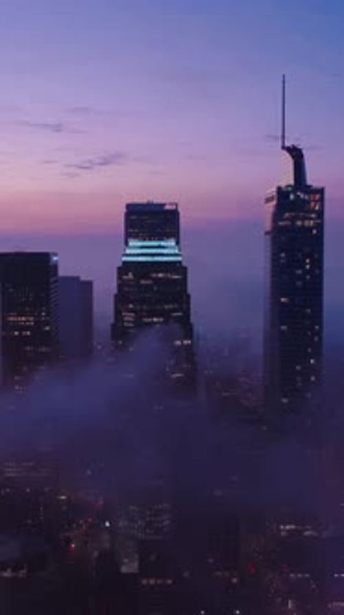 This is a Stunning Morning in Downtown Los Angeles California Adorned with Fog and Clouds
