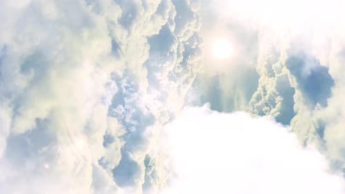 flying clouds, cumulus clouds in the clear sky