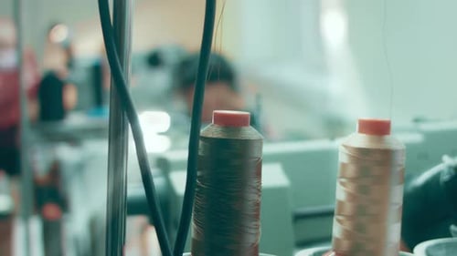 Sewing Machine in a Leather Workshop in Action with Hands Working on a Leather Details for Shoes