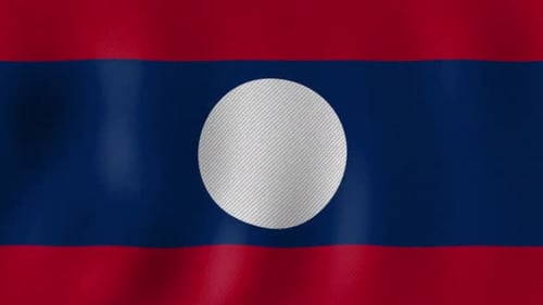 Waving Laos Flag with Realistic Fabric Texture