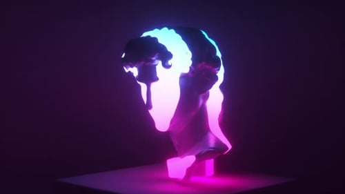 Neonblitzreflexion bei David Head Vaporwave, Pop-Art-Stil, Transfix-Kunst, Lichtreflexionskunst
