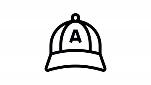 Animated Line Art Baseball Cap Icon Reveal