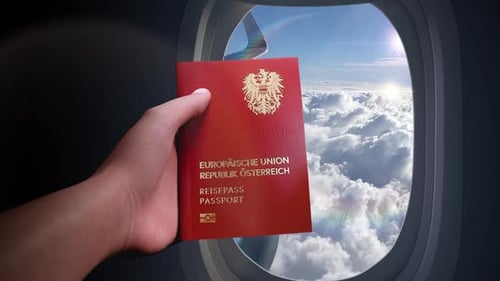 Austria Passport Airplane Travel Concept
