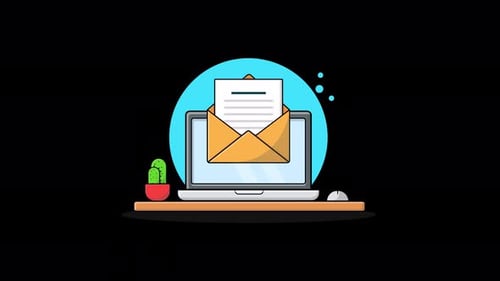 Flat Design Email Message on Laptop Animation