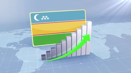 Karakalpakstan Economic Growth Bar Chart Graph Rising Green Arrow
