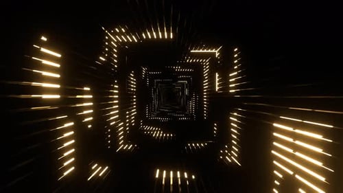 Light Yellow Neon Equalizer In A Square Tunnel Background Vj Loop In 4K