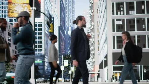 People Walking Across a City Street