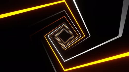 Orange And White Square Spiral Neon Light Movement Background Vj Loop In 4K