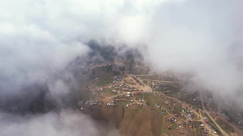 Foggy mountain village