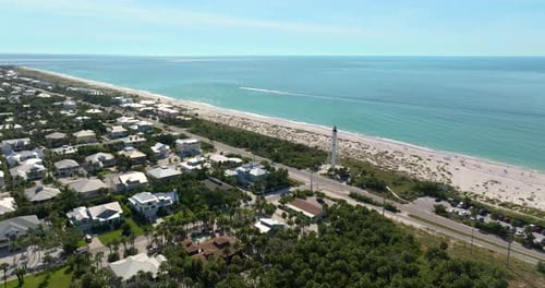 Boca Grande Florida Architecture White Lighthouse Tower and Wealthy Neighborhood with Expensive