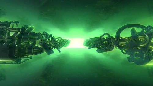 Futuristic Green Mechanical Engine Parts Animation