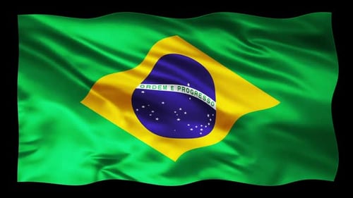Realistic Brazil National Flag Waving Animation