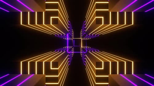 Purple And Yellow Neon Squares Cyberspace Background Vj Loop In 4K