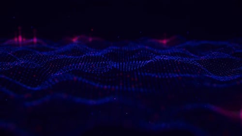 Futuristic Blue Violet Technology Point Wave Motion with Glowing Data Points Digital AI Cyberspace