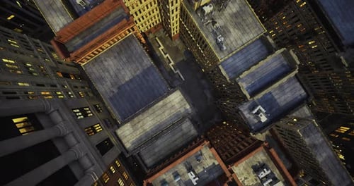 Vista detallada de la arquitectura urbana que muestra los tejados de una ciudad ajetreada