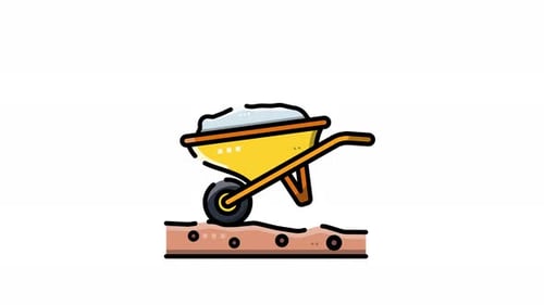 Modern Illustrated Wheelbarrow with Planting Seeds Animation