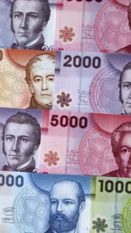 Papier-monnaie chilien, le peso, pour les transactions financières et les opérations de change. Monnaie peso chilien