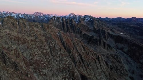 Majestic Mountain Range Aerial View at Golden Hour