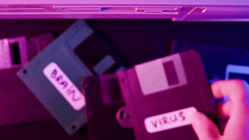 Using Diskette with Virus Closeup