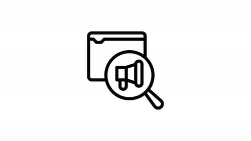 Animated Marketing Search Icon with Rotating Magnifying Glass