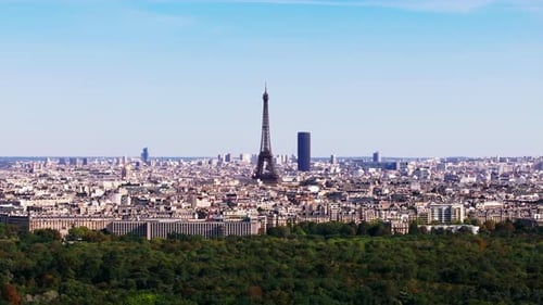 Aerial Panoramic View of City Center with Famous Tourist Sights Dominant Tall Steel Structure of