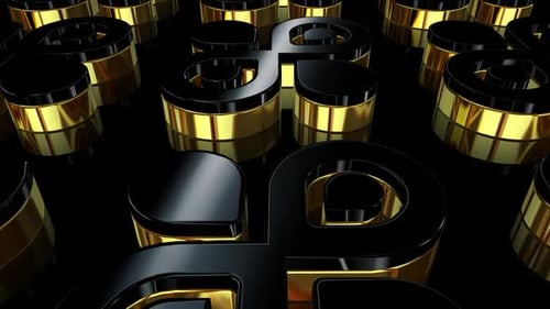 Abstract Black and Gold At Symbols Looping Background